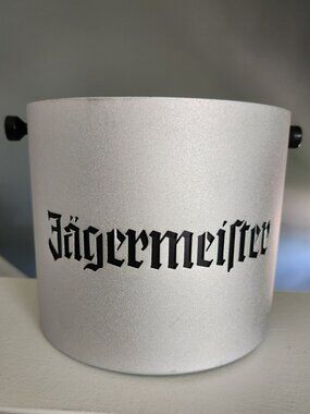 Jagermeister Ice bucket w/ removable black plastic liner logo metal silver tone